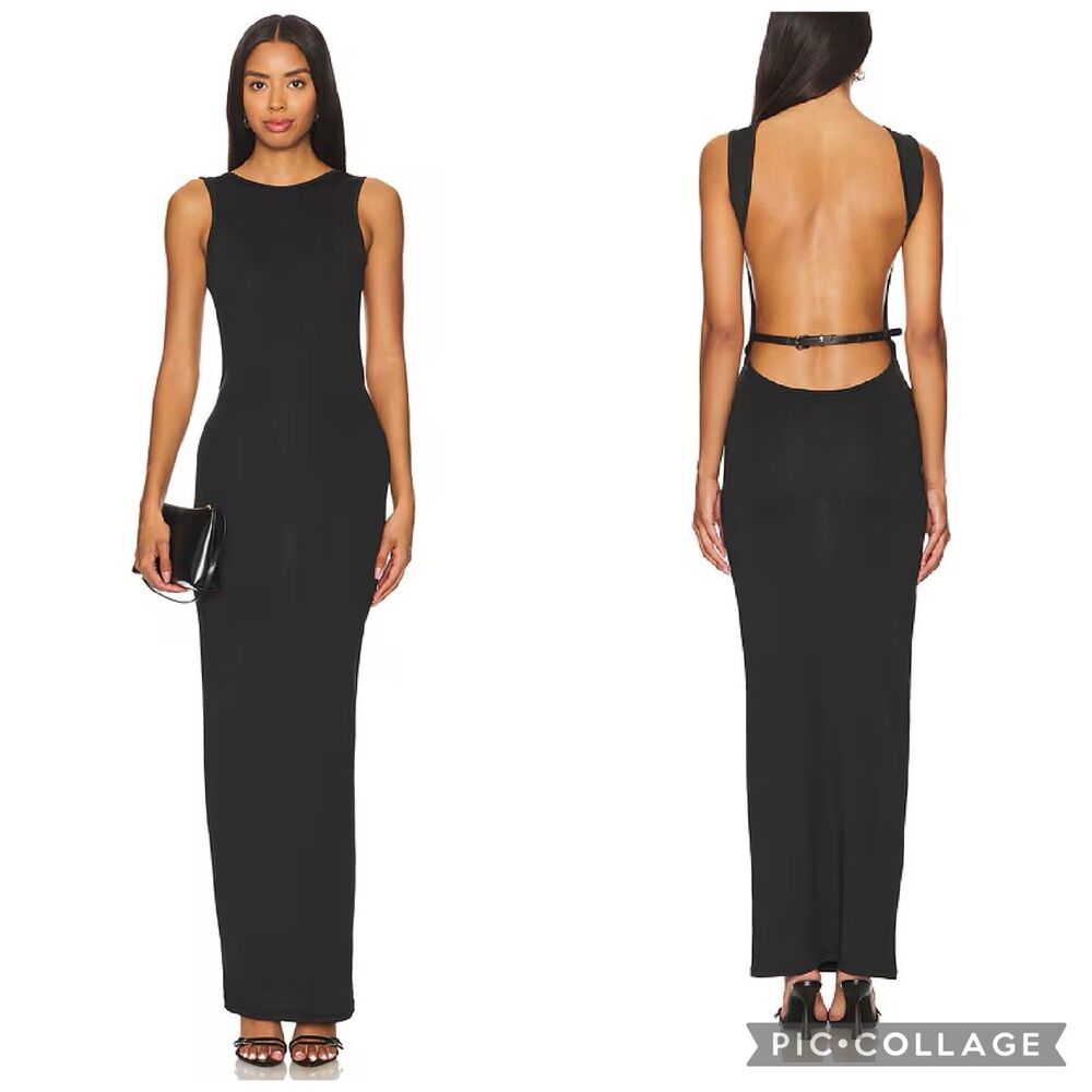 Superdown Trista Black Maxi Dress- Open Back Size Xxs